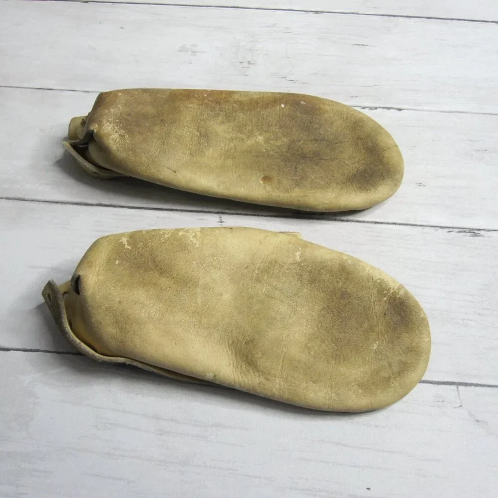 Handmade Vintage Boy's Size 11 Leather Moccasin Shoes Primitive Mid Century